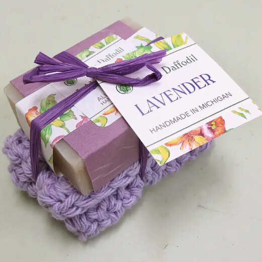 Lavender Soap &amp; Washcloth Gift Set