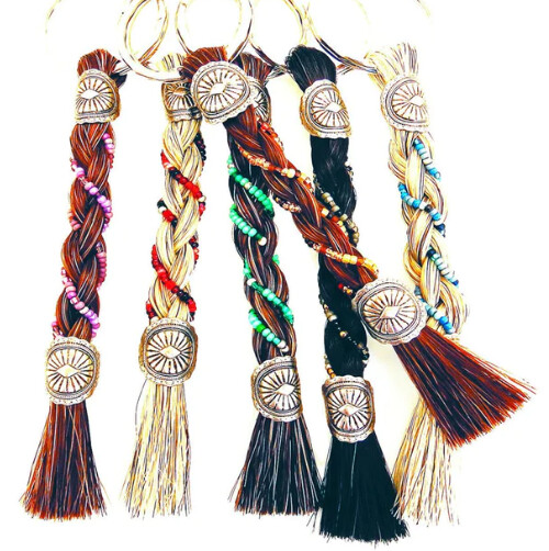 Horsehair Round Braid Beaded Key Chain