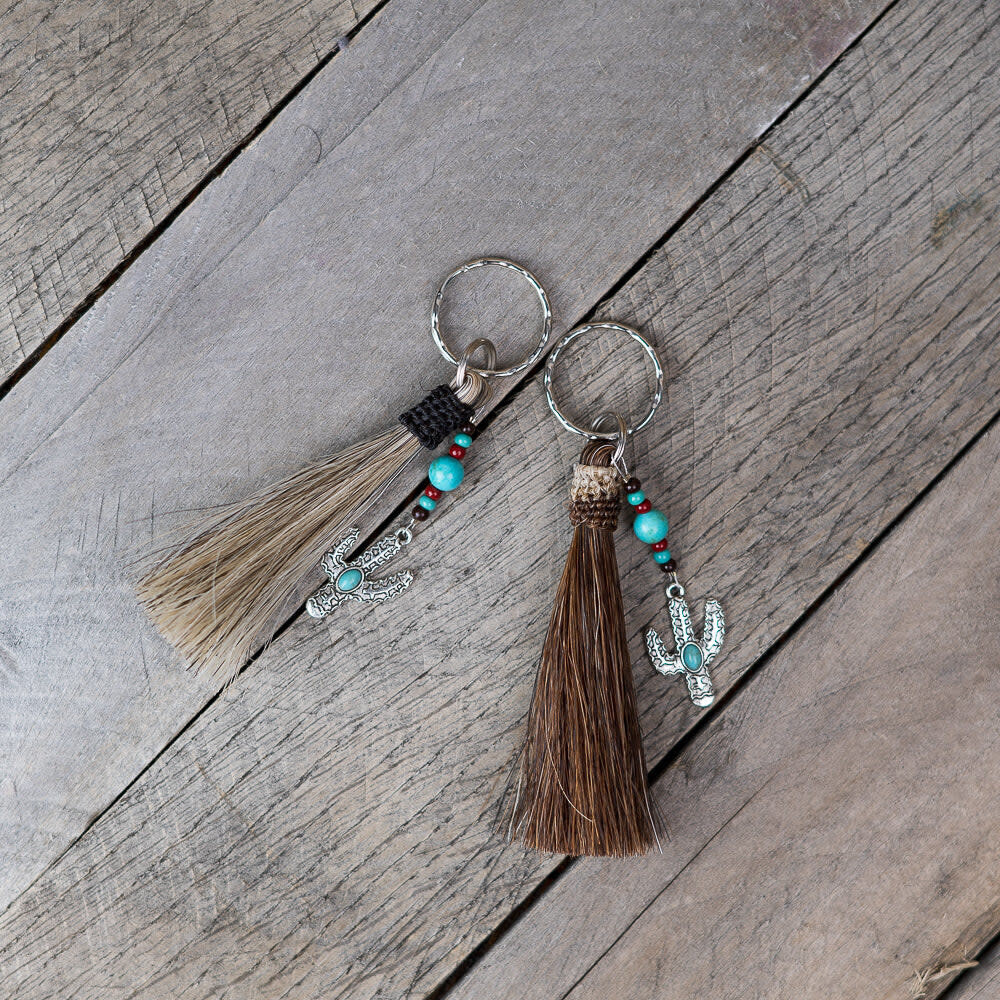 Horsehair Tassel with Charm Key Chain