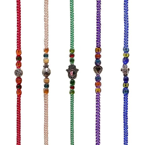 Metal Charm Thin Macrame Friendship Bracelet