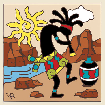 Kokopelli and Southwest Sun 6&quot; x 6&quot; Tile