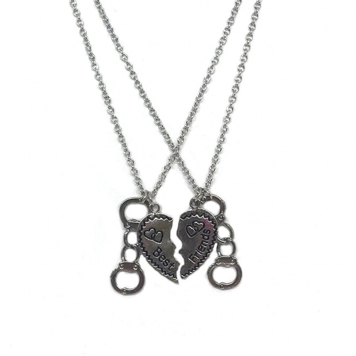 Best Friend Heart Handcuff Necklace