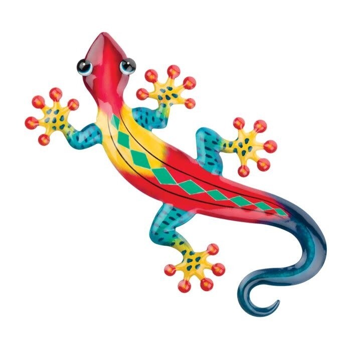 Red Green Gecko Metal Wall Art