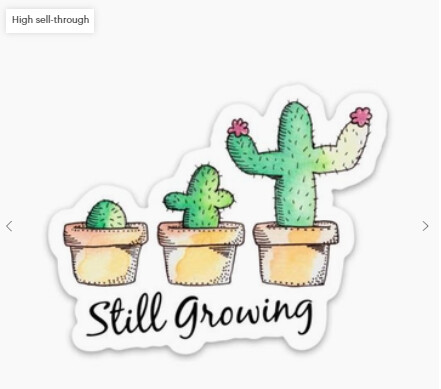 Still Growing Cactus Sticker