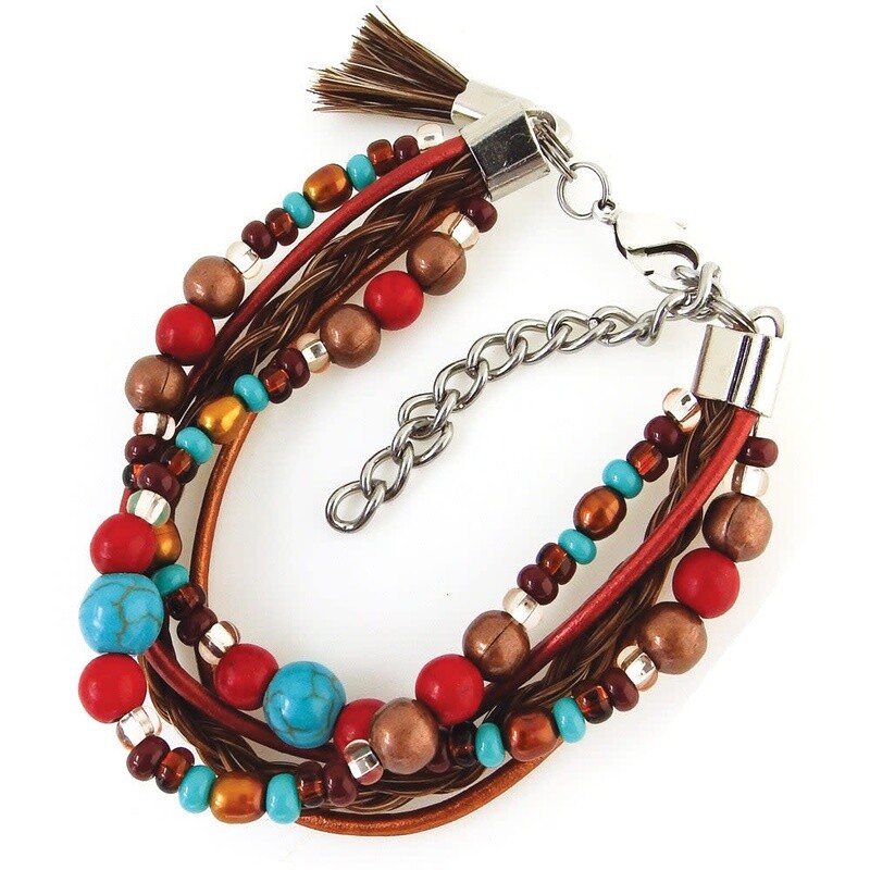 Horsehair &amp; Bead Multi-Strand Chama Bracelet