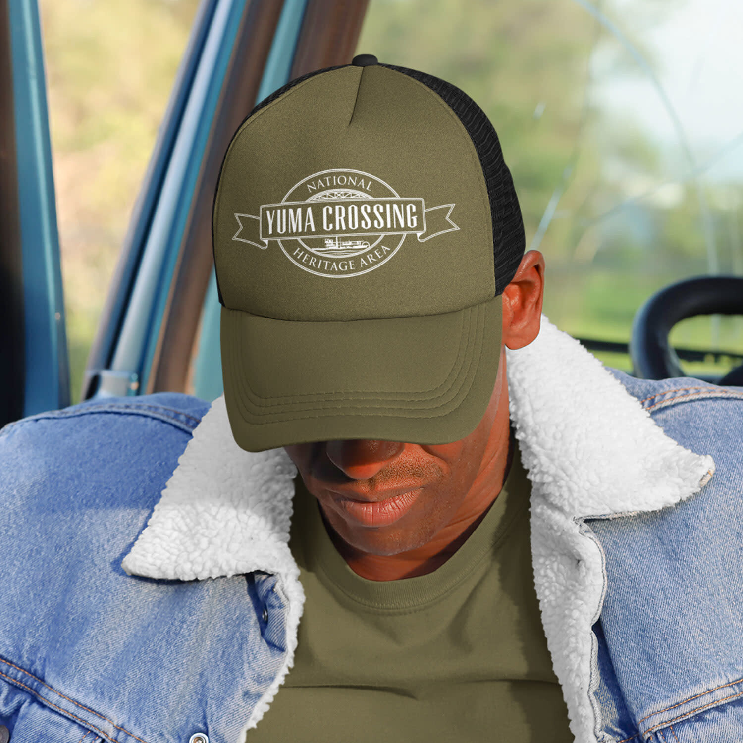 Yuma Crossing NHA Olive &amp; Black w/Mesh Snapback Hat
