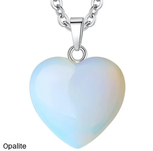 Natural Quartz Heart Necklace - Opalite