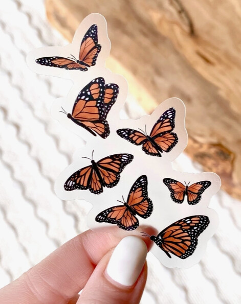 Clear Flying Monarchs Sticker