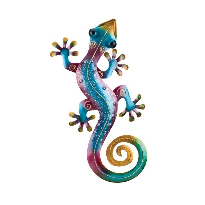 Rainbow Purple Gecko Metal Wall Art
