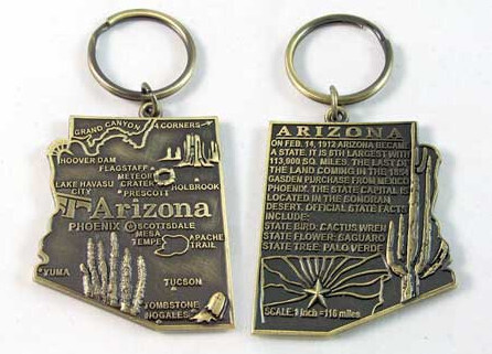 AZ Map Info Brass Key Chain