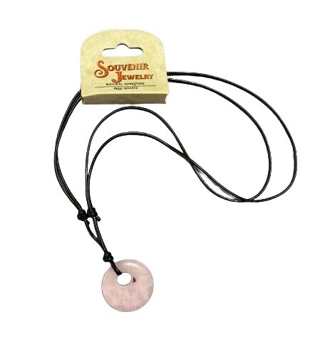 Rose Quartz Circle Gemstone Necklace