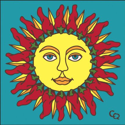Chili Sun Face 6&quot; x 6&quot; Tile