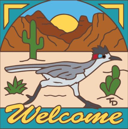 Welcome Desert Roadrunner  6&quot; x 6&quot; Tile