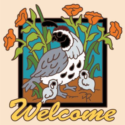 Welcome Quail and Chicks 6&quot; x 6&quot; Tile