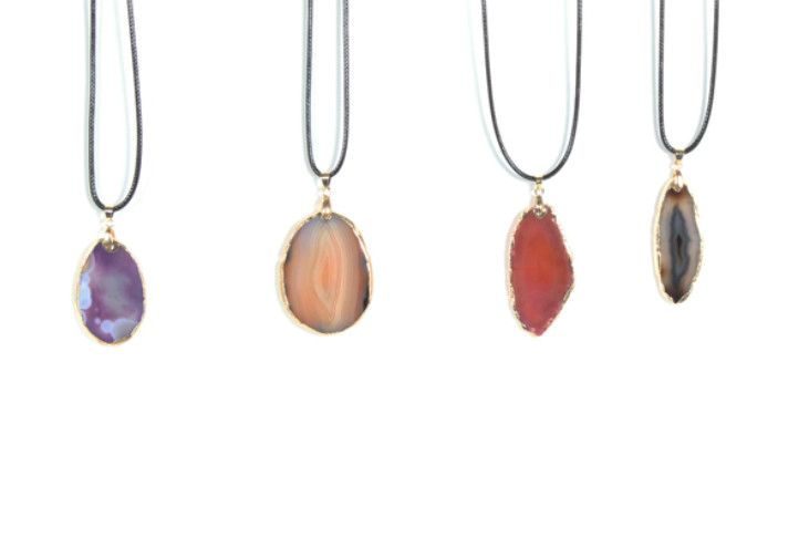 Geode Slice Gold &amp; Silver Dyed Stalactite Necklace