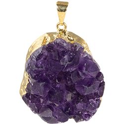 Small Amethyst Cluster Gold Wrap Necklace