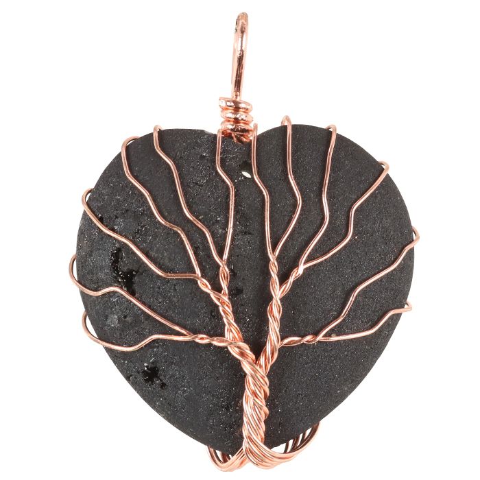 Aura Heart Wire Tree on Cord Necklace