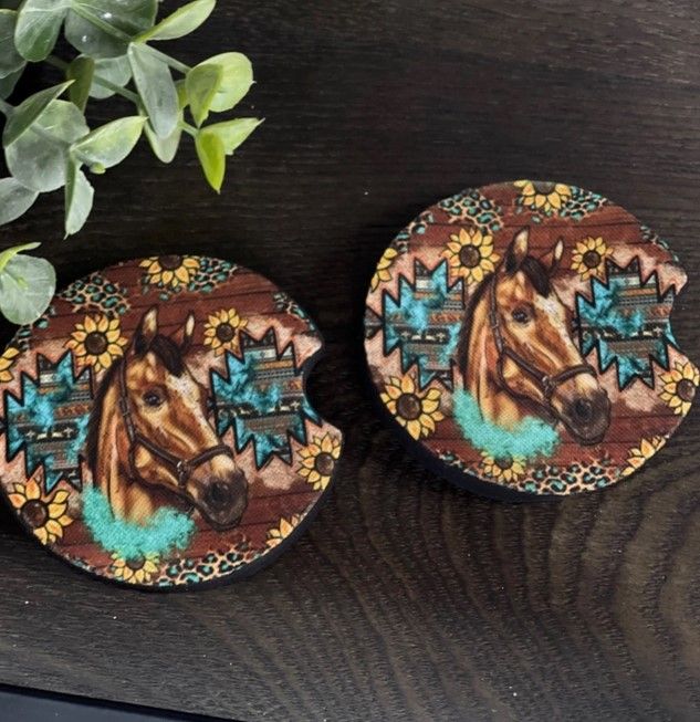 Western Sunflower Horse Car Coaster