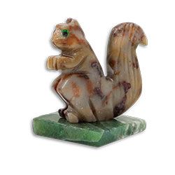 Large Squirrel Carving on Stone Base