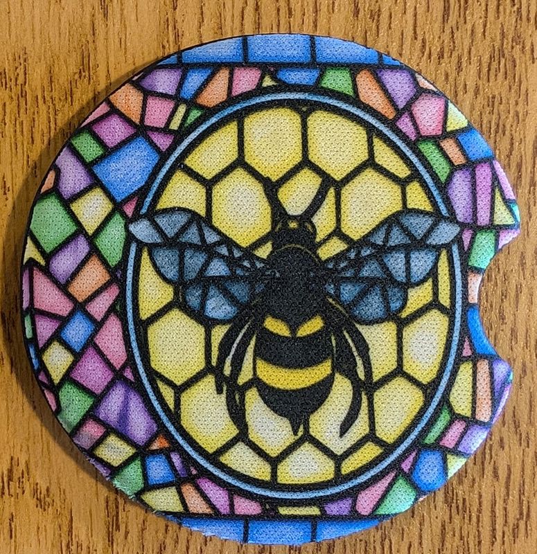 Stained Glass Bee Car Coaster