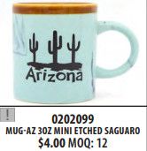 AZ-3oz Mini Etched Saguaro Mug