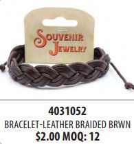 Bracelet-Braided Leather BRWN