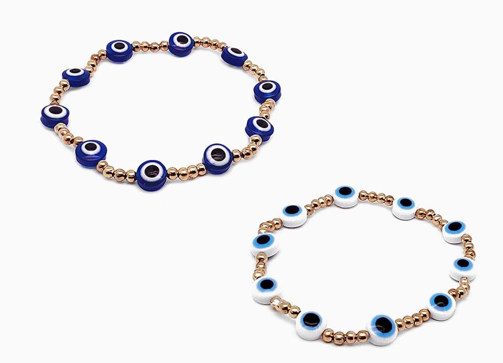 Evil Eye Beaded Stretchy Bracelet