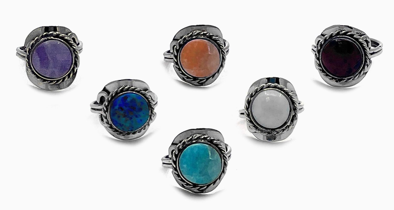 Mini Round Semiprecious Stone Ring