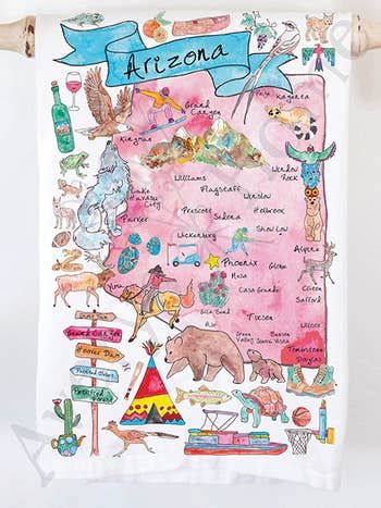 Arizona State Map Tea Towel