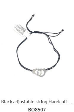 Black Adjustable String Handcuff Bracelet