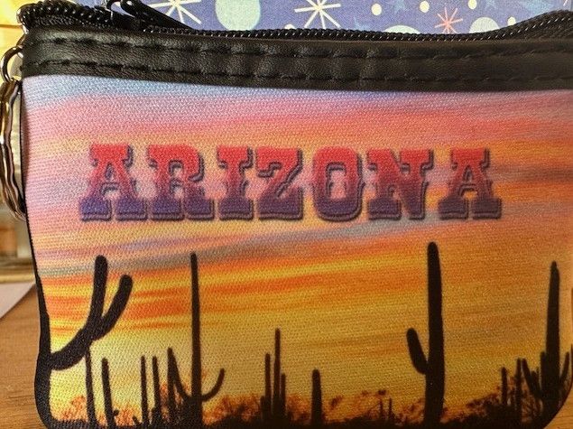 Arizona Yellow &amp; Purplish Coin Purse Key Chain