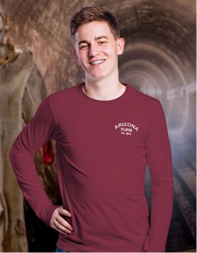 Yuma Arizona Long Sleeve T-shirt, Color: Merlot, Size: S