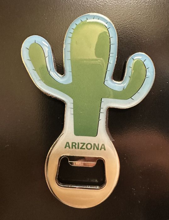 AZ Saguaro without Sunglasses Bottle Opener Magnet