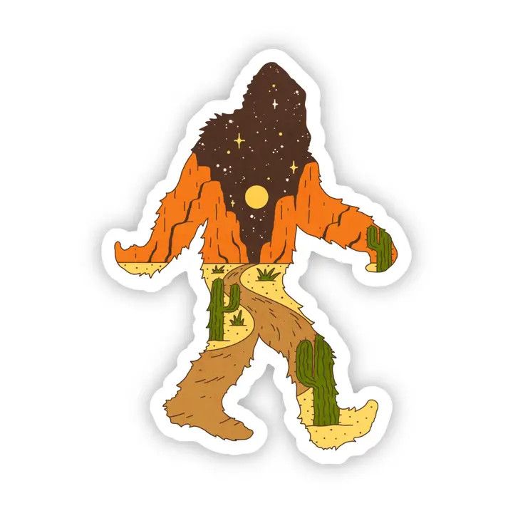 Bigfoot Western Moon Sticker