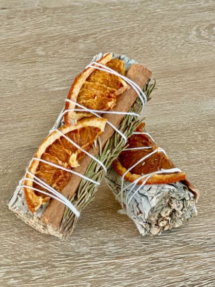 White Sage Sticks w/Orange Slices, Cinnamon &amp; Rosemary