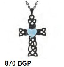 Gun Metal and Blue Opal Pendant Cross 870 BGP