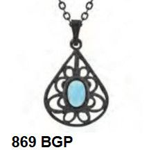 Gun Metal and Blue Opal Pendants 869 BGP