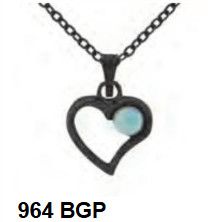 Gun Metal and Blue Opal Pendant 964 BGP