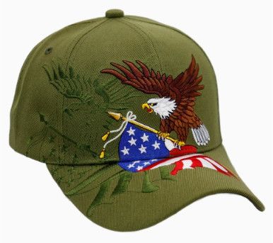 American Flag Bald Eagle Cap (Olive)