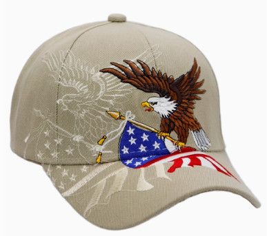 American Flag Bald Eagle Cap (Khaki)