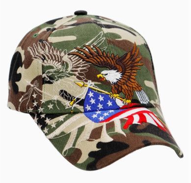 American Flag Bald Eagle Cap (Green Camo)