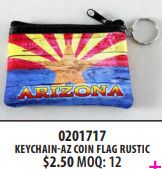 AZ Rustic Flag Coin Purse Keychain