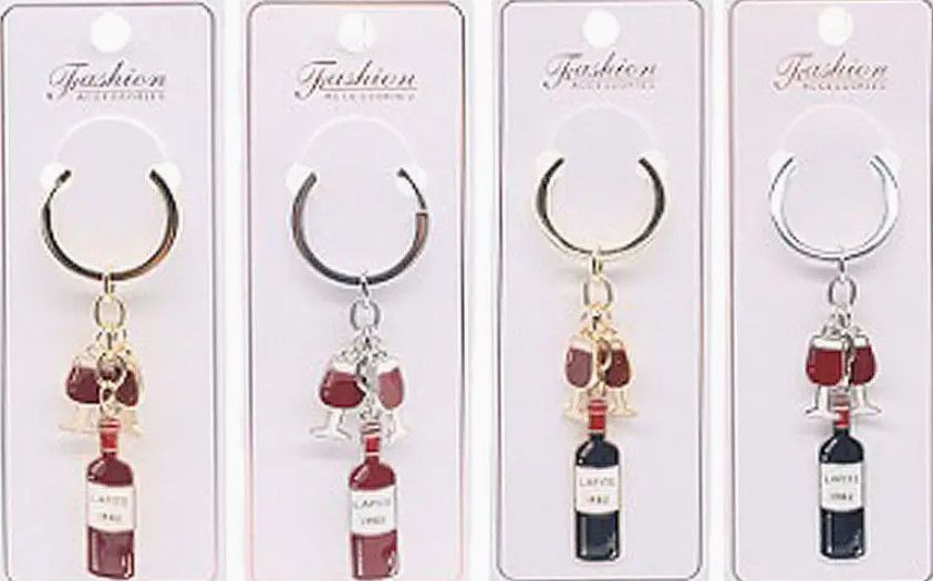 Wine Glasses and Bottle Key chain