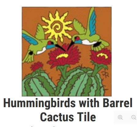 Hummingbirds w/Barrel Cactus Tile