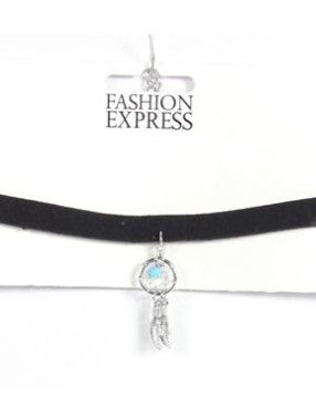 Black Suede Choker w/Dreamcatcher Necklace