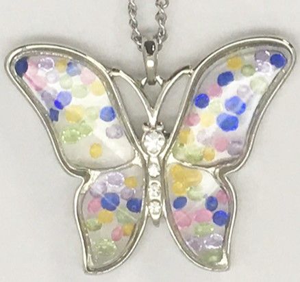 Multi Stone Rhinestone Butterfly Necklace