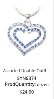 Assorted Double Outlined Heart Necklace