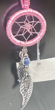 Pink Beaded Dreamcatcher Key Chain