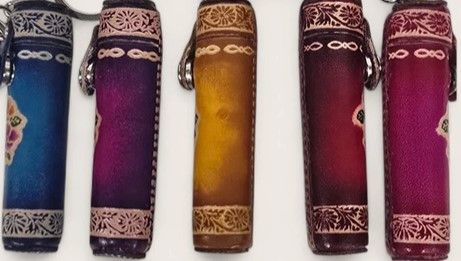 Leather Toothpick Holder Keychain 3-D Flower Design