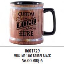 11 oz IMP Black Barrel Mug